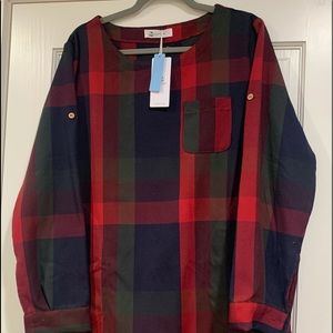 NWT Plaid Cupshe Holiday Shirt Dress Lg